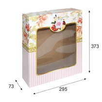 Подарочная коробка 295*73*373, "Золотисто-розовый букет"