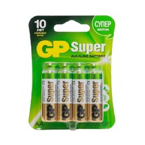 Батарейки пальчиковые,КОМПЛЕКТ 4 шт, GP Super, AA (LR06, 15А), алкал., блистер